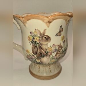 Cracker Barrel Easter Traditions Pedestal Coffee Cup Mug Bunnies Spring W/Quote